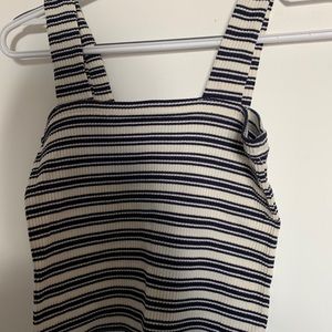 Striped black and white box neck